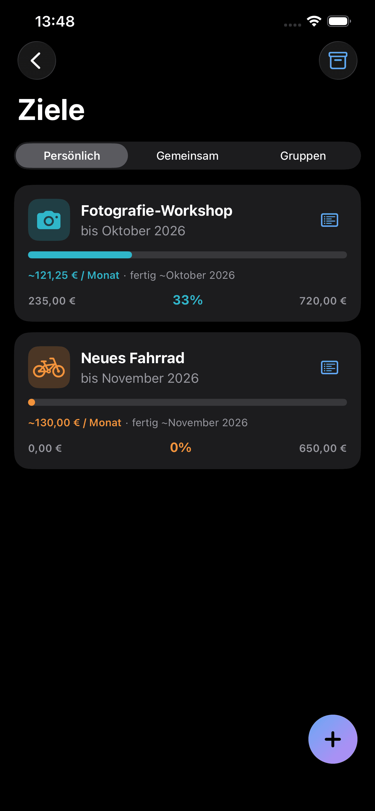 Bilando Ziele mit Reitern für Persönlich, Gemeinsam und Gruppen